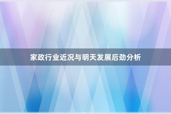 家政行业近况与明天发展后劲分析